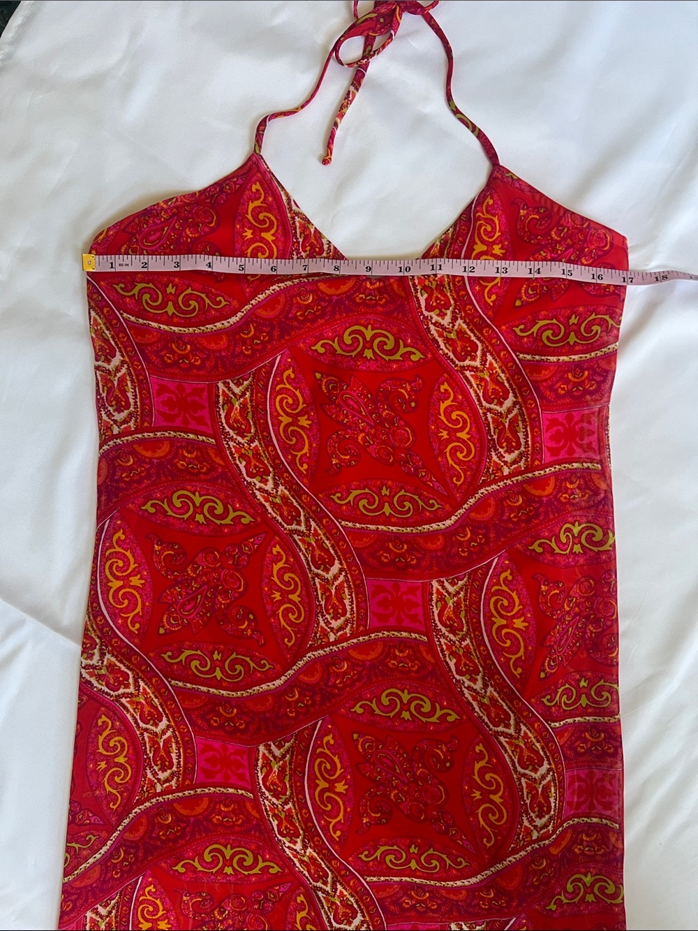 Show Me Your Mumu Sz S Red Patterned Halter Maxi Dress Boho Festival Summer Chic - Picture 4 of 12